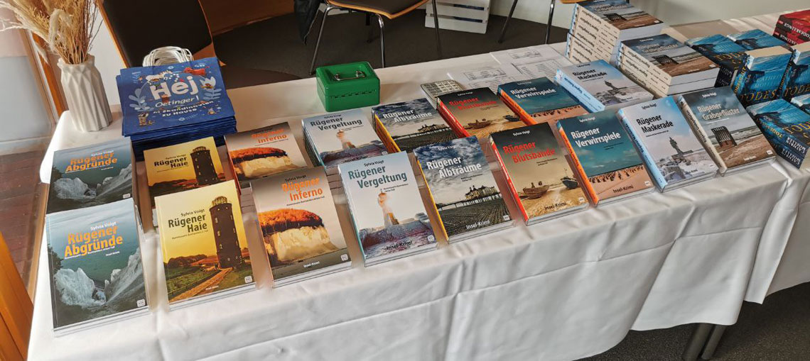 Lesung Baabe 2025 alle Bücher von Sylvia voigt auf einem Bild