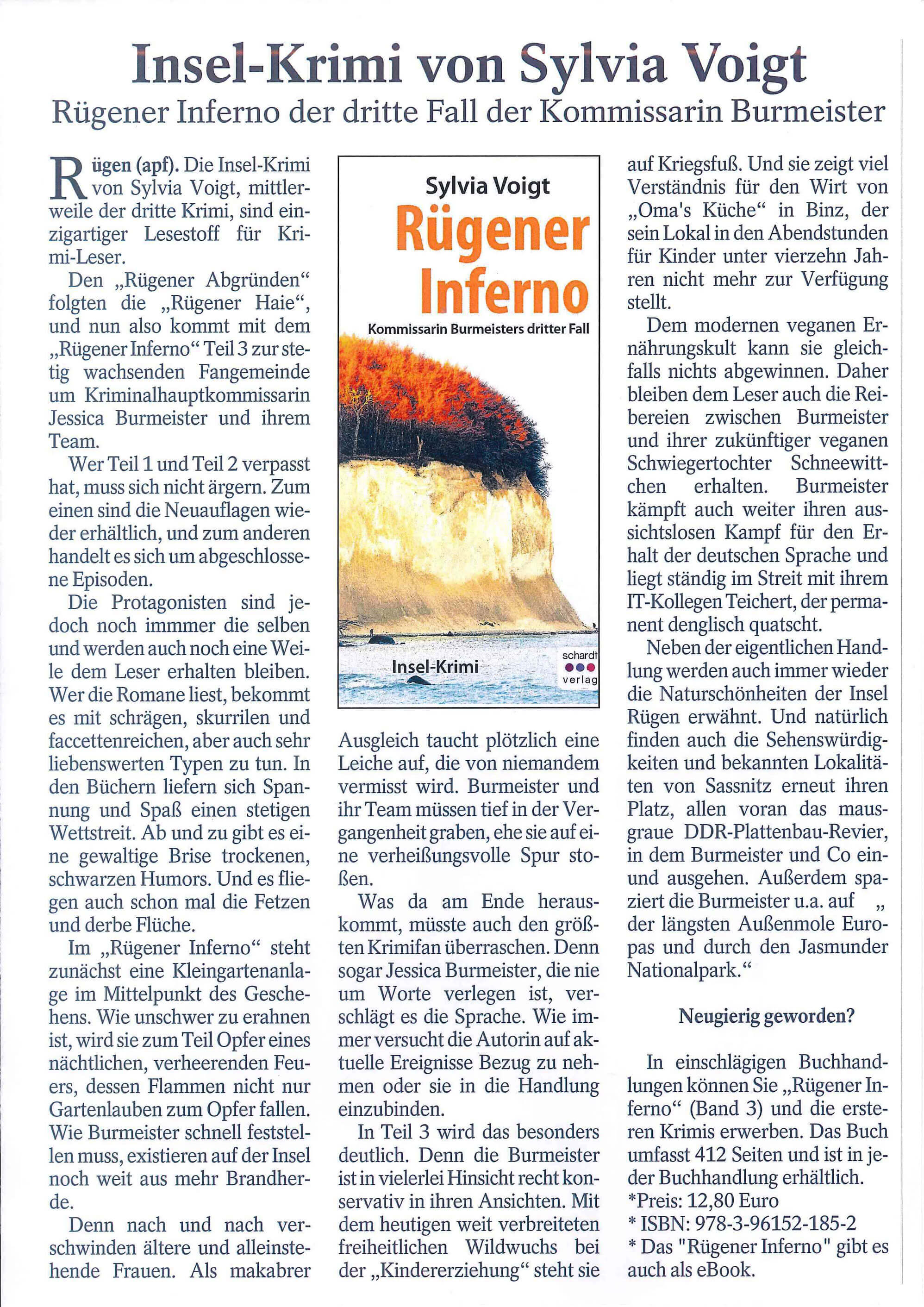 Rügener Inferno im Rüganer Anzeiger